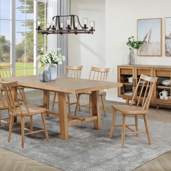 108540-S7N Middleton 7-piece Extension Leaf Dining Set Natural Brown