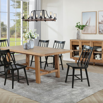 108540-S7B Middleton 7-piece Extension Leaf Dining Set Brown and Black