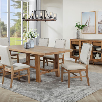 108540-S7 Middleton 7-piece Extension Leaf Dining Set Brown and Beige