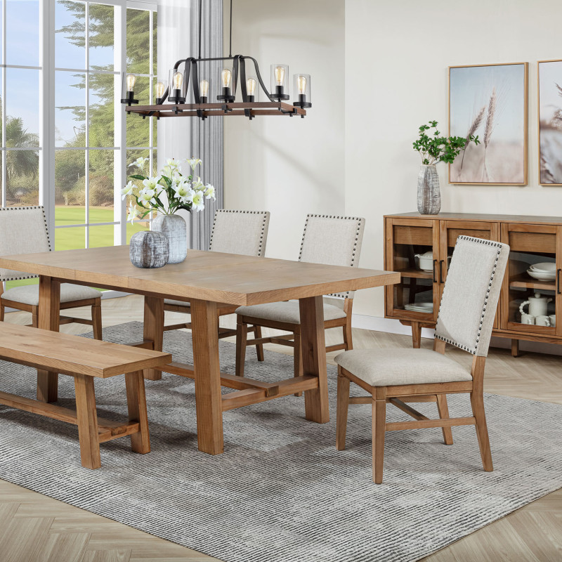 108540-S6 Middleton 6-piece Extension Leaf Dining Set Brown and Beige