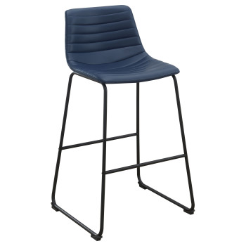 107209 Zuni Faux Leather Upholstered Bar Chair Blue