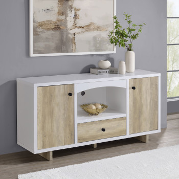 950405 Dalton 2-door Storage Credenza White and Distressed Pine