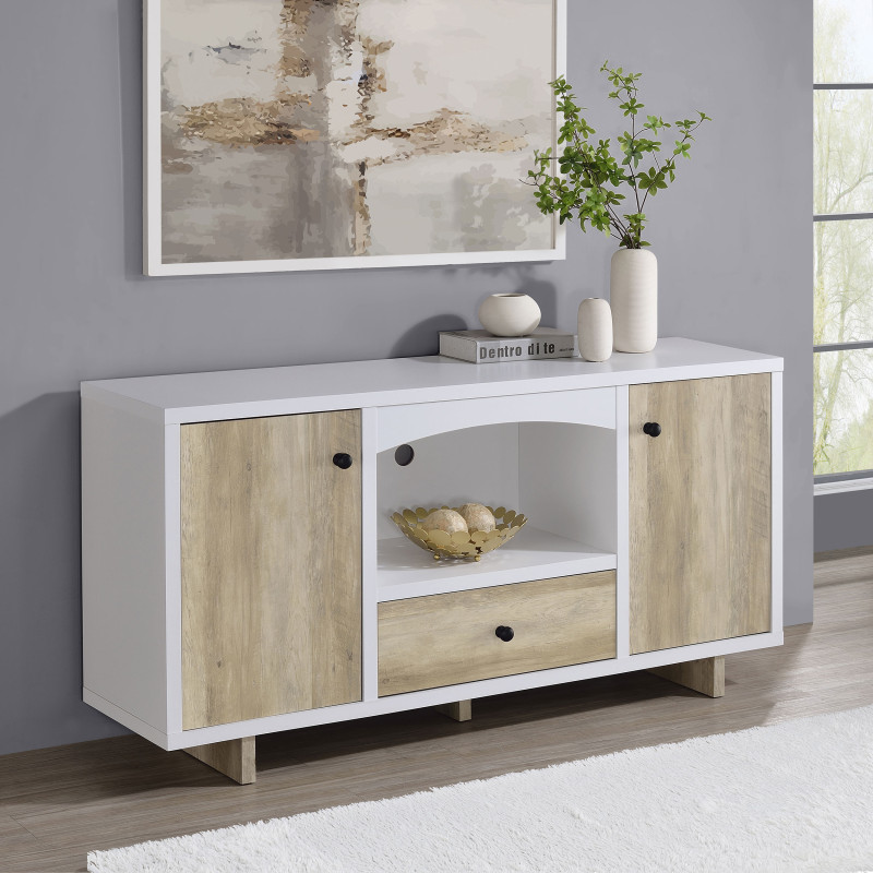 950405 Dalton 2-door Storage Credenza White and Distressed Pine