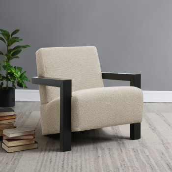 903095 Fitzroy Boucle Upholstered Accent Arm Chair Latte