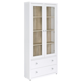 953477 Hawthorne 4-shelf Glass Door Tall Cabinet with Drawers White