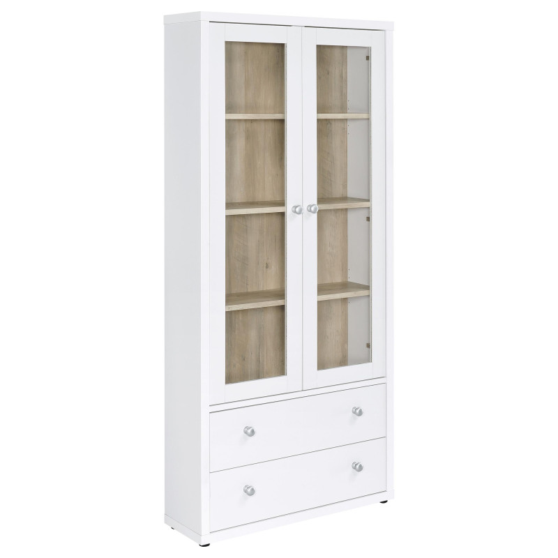953477 Hawthorne 4-shelf Glass Door Tall Cabinet with Drawers White