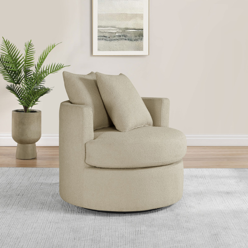 902274 Debbie Upholstered Swivel Accent Chair Camel