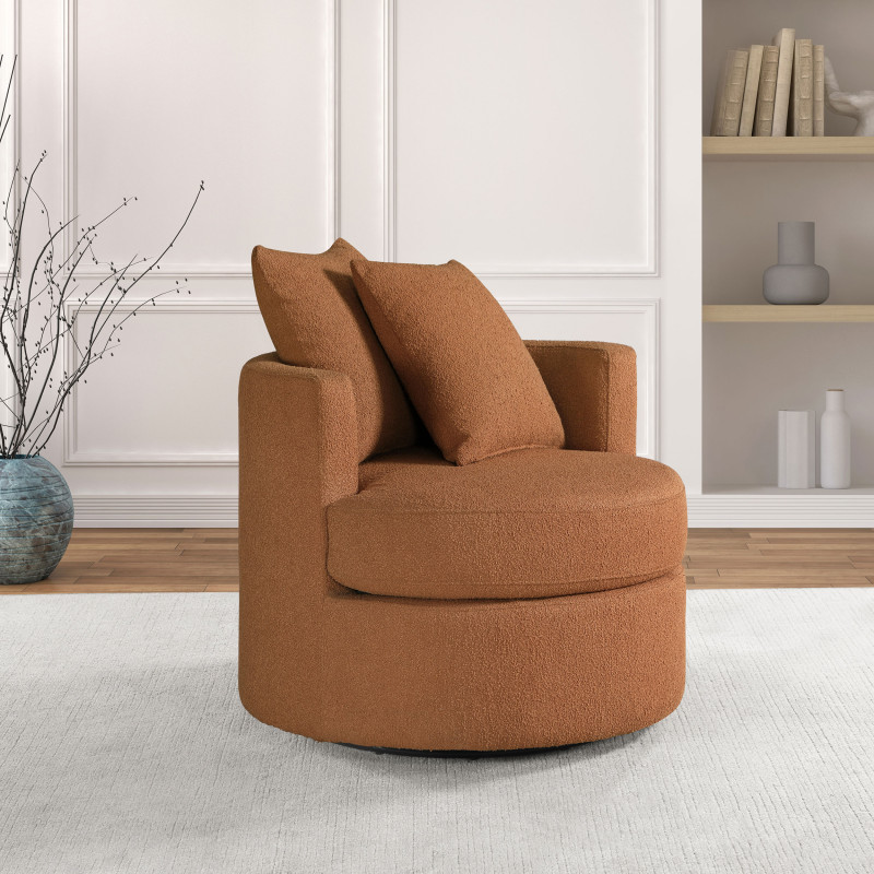 902275 Debbie Upholstered Swivel Accent Chair Burnt Orange