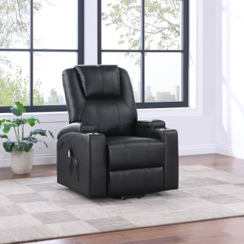 609475P Armstrong Upholstered Power Lift Massage Recliner Black