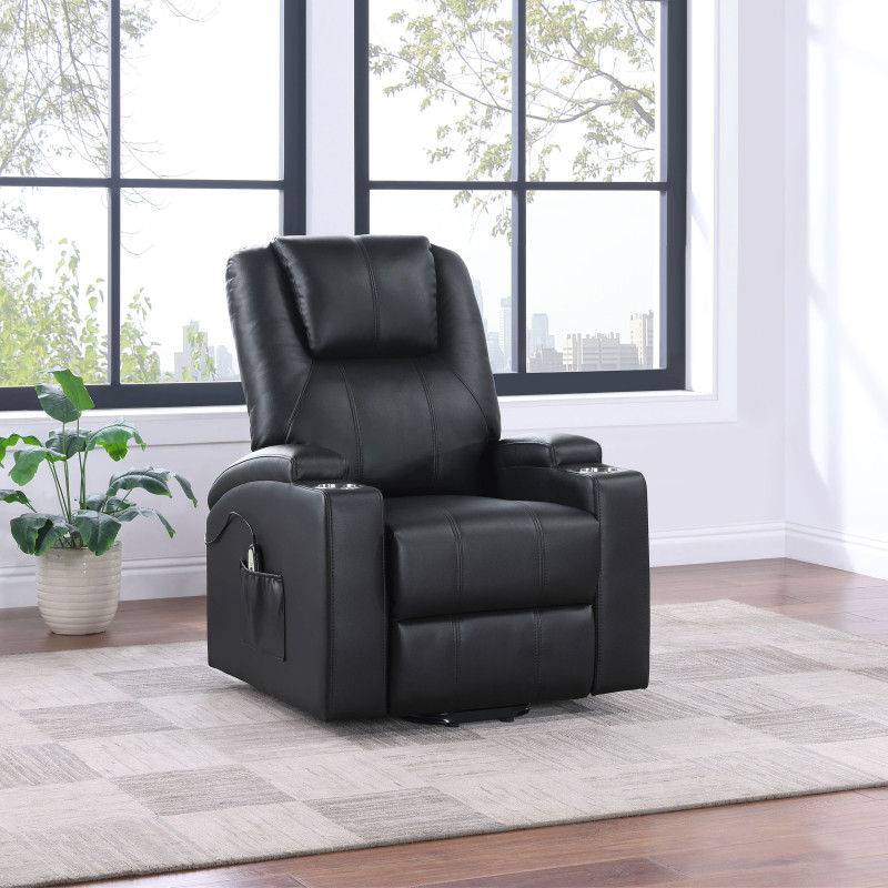 609475P Armstrong Upholstered Power Lift Massage Recliner Black