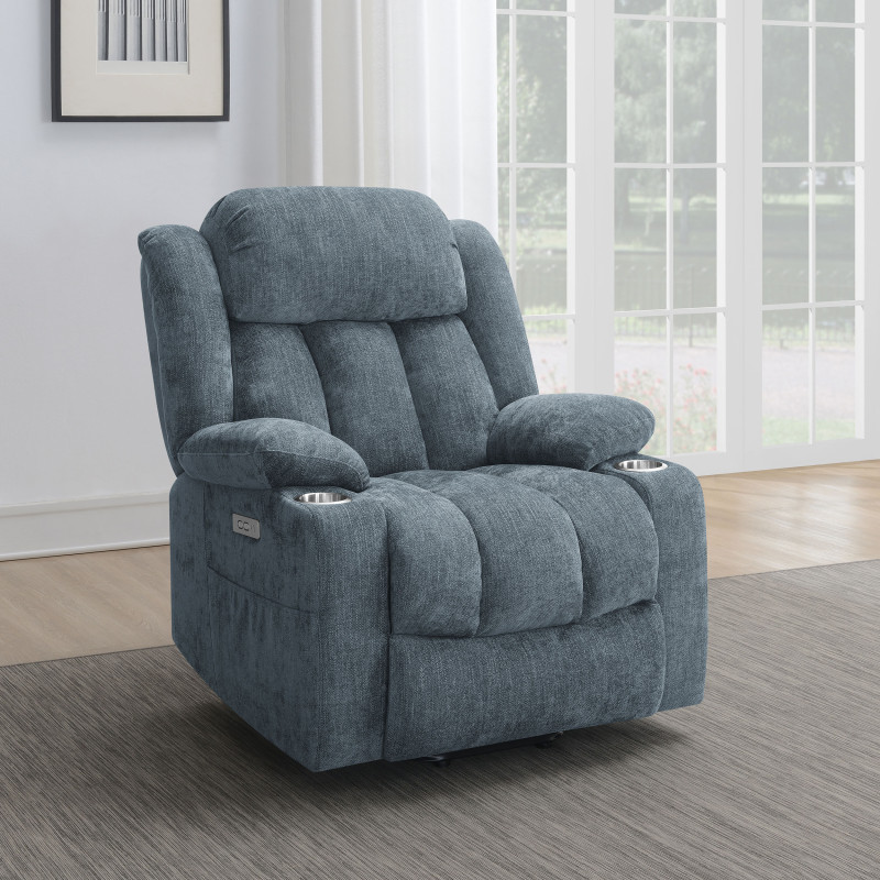 602294P Houston Upholstered Power Lift Recliner Slate Blue