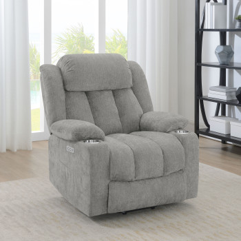 602284P Houston Upholstered Power Lift Recliner Grey