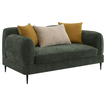 509132 Jade Chenille Upholstered Modern Track Arm Loveseat Green