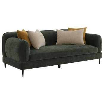 509131 Jade Chenille Upholstered Modern Track Arm Sofa Green