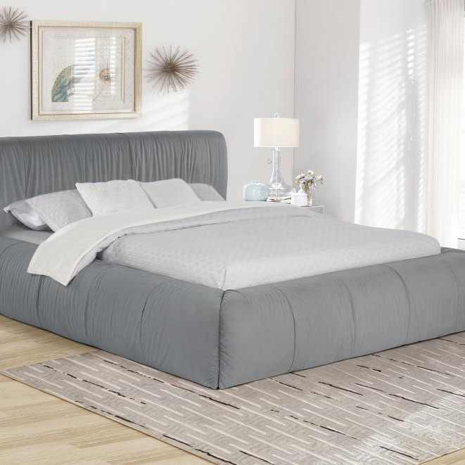 315981Q Wilshire Upholstered Queen Platform Bed Grey