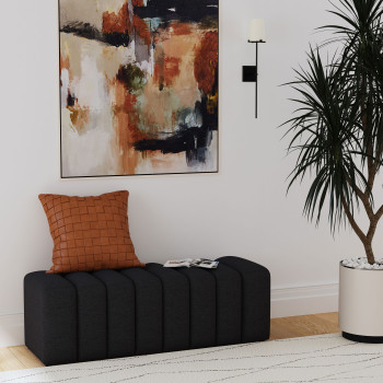 910293 Summer Fabric Upholstered Tufted Accent Bench Charcoal