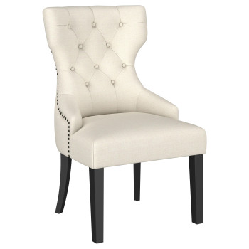 115572 Baney Fabric Upholstered Dining Side Chair Beige and Black