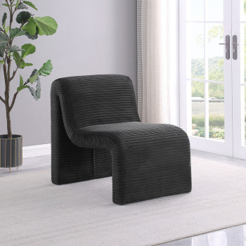 907526 Drayton Upholstered Curved Armless Accent Chair Black