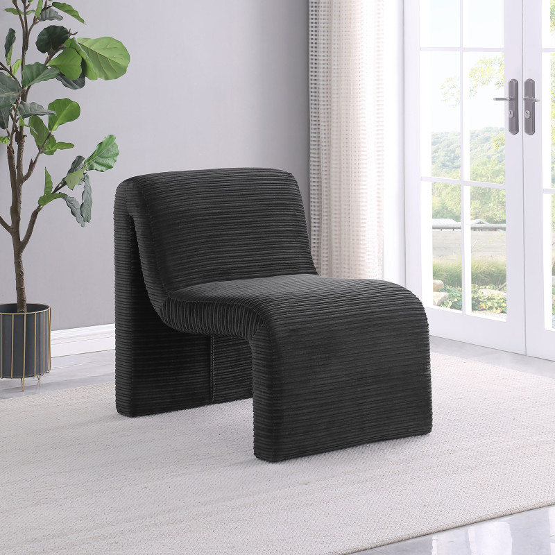 907526 Drayton Upholstered Curved Armless Accent Chair Black