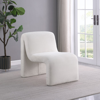 907525 Drayton Upholstered Curved Armless Accent Chair Ivory