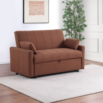 350145 Portland Boucle Upholstered Sleeper Sofa Bed Copper