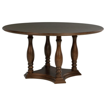 109400 Landon 60-inch Round Wood Pedestal Dining Table Rich Brown