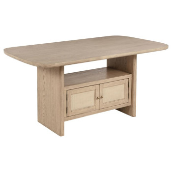 109388 Kailani Cane Counter Height Storage Dining Table Beige Oak