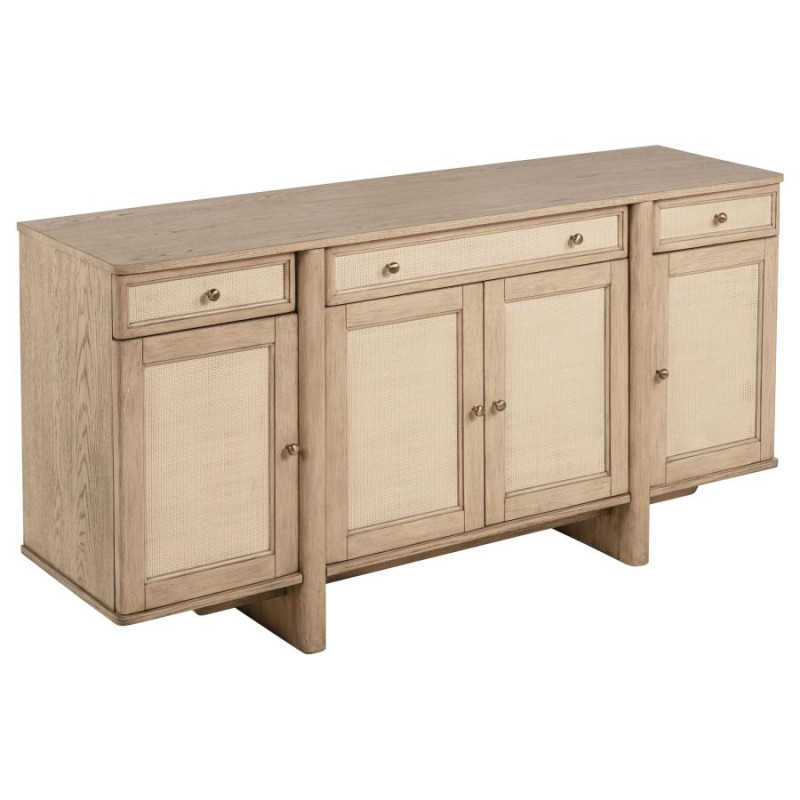 109385 Kailani 4-door Cane Sideboard Buffet Cabinet Beige Oak