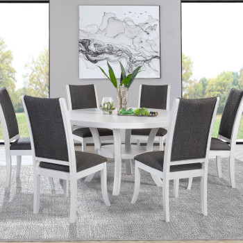109330-S7 Judd 7-piece 54-inch Round Wood Dining Table Set Pearl White