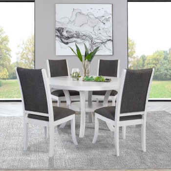 109330-S5 Judd 5-piece 54-inch Round Wood Dining Table Set Pearl White