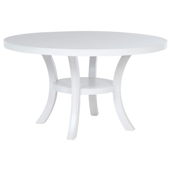 109330 Judd 54-inch Round Dining Wood Table with Shelf Pearl White