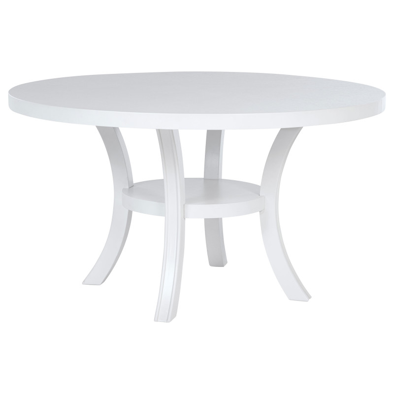 109330 Judd 54-inch Round Dining Wood Table with Shelf Pearl White
