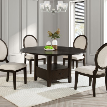115100-S5 Twyla 5-piece 60-inch Round Wood Dining Table Set Dark Cocoa