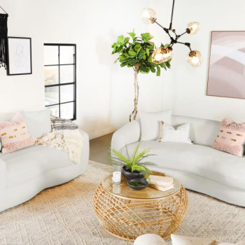 509871-S2 Isabella 2-piece Upholstered Tight Back Living Room Set White