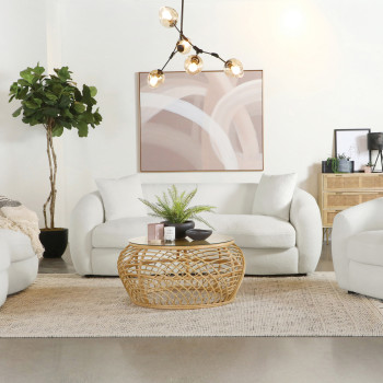 509871-S3 Isabella 3-piece Upholstered Tight Back Living Room Set White