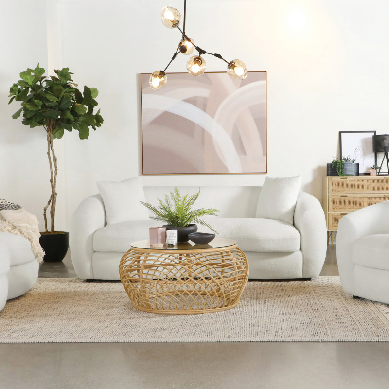 509871-S3 Isabella 3-piece Upholstered Tight Back Living Room Set White