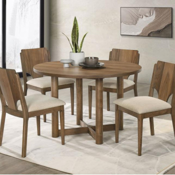 108570-S5 Biltmore 5-piece 46-inch Round Wood Dining Table Set Walnut