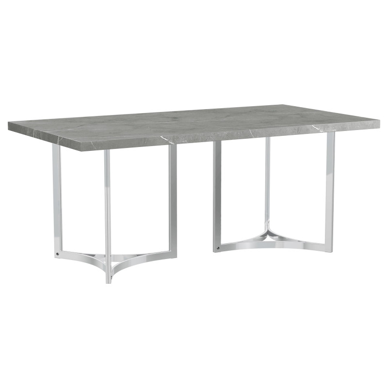 108121 Sterling 72-inch Rectangular Dining Table Grey Faux Marble