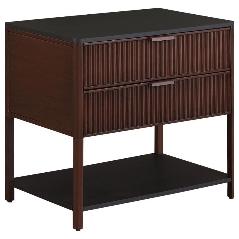 930221 Zimmerlee 2-drawer Side Table with Shelf Rust Brown