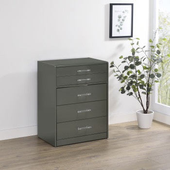 930210 Danbury 3-drawer Makeup Vanity & Stool Set Grey High Gloss