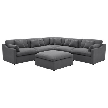 551455-SET Hobson 6-piece Upholstered Modular Sectional Sofa Charcoal