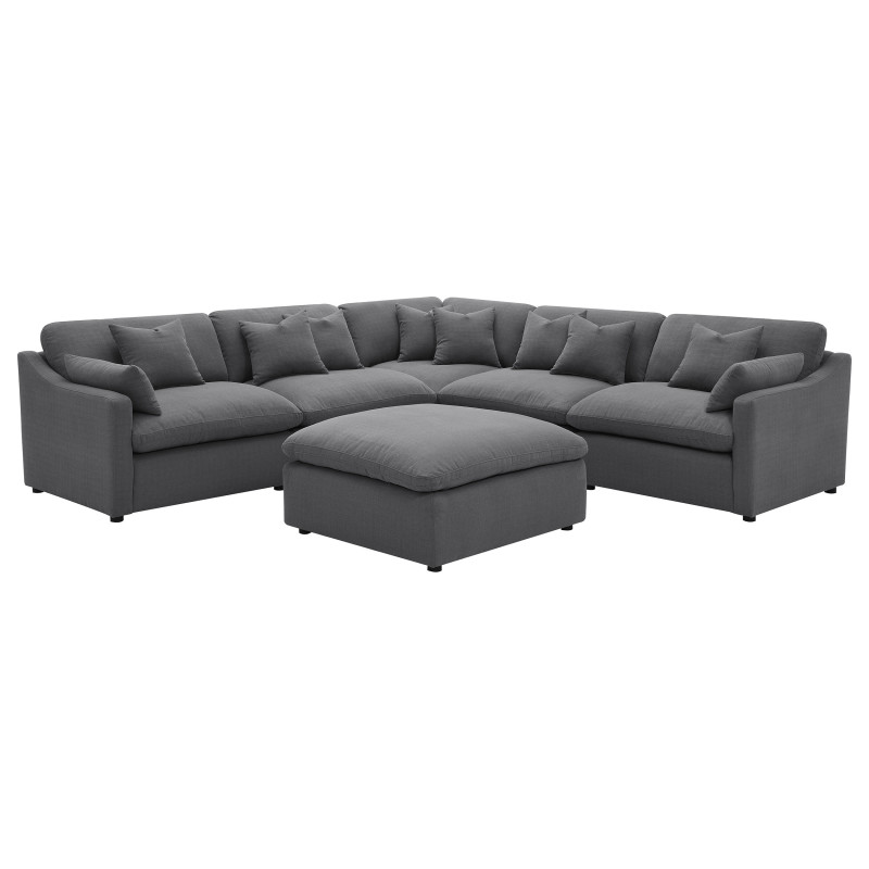 551455-SET Hobson 6-piece Upholstered Modular Sectional Sofa Charcoal