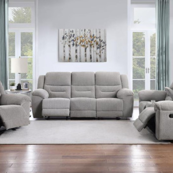 602551-S3 Gilson 3-piece Chenille Upholstered Sofa Set Grey