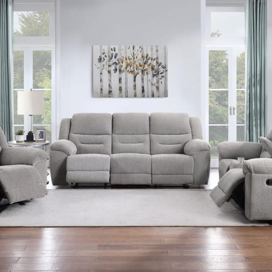 602551-S3 Gilson 3-piece Chenille Upholstered Sofa Set Grey