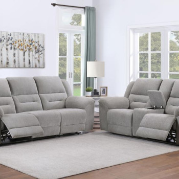 602551-S2 Gilson 2-piece Chenille Upholstered Sofa Set Grey