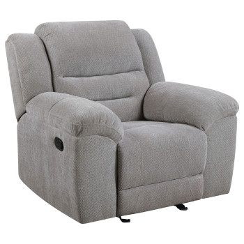 602553 Gilson Chenille Upholstered Reclining Glider Recliner Grey