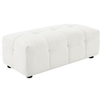 504854 Everly Boucle Upholstered Rectangular Ottoman Off White