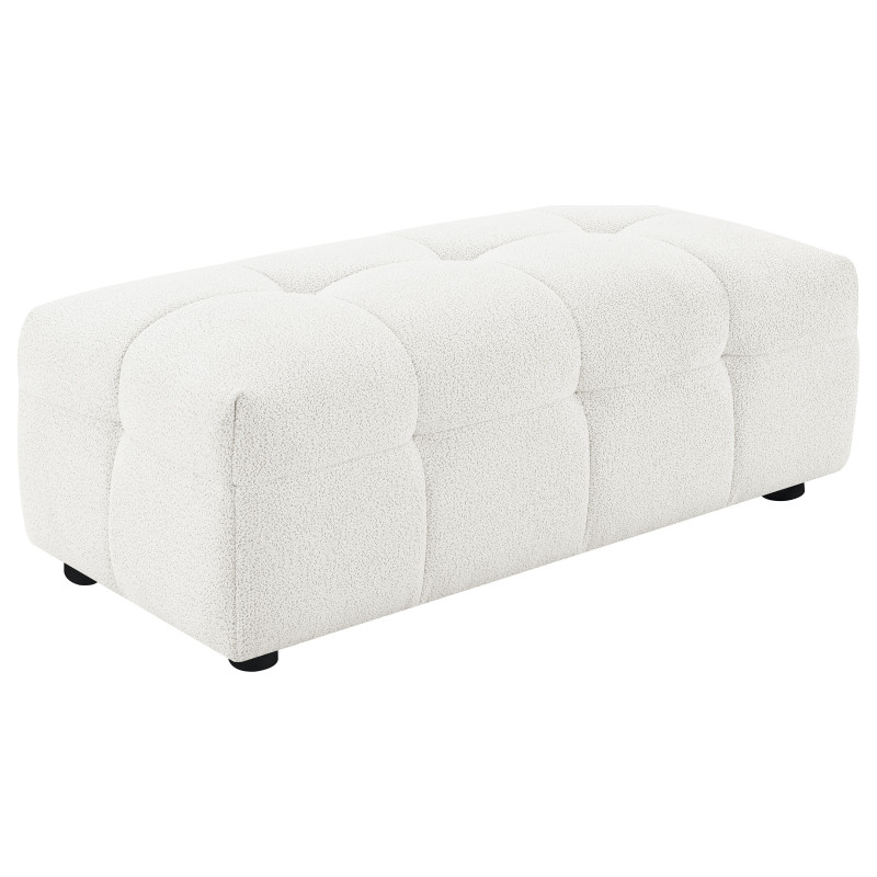 504854 Everly Boucle Upholstered Rectangular Ottoman Off White