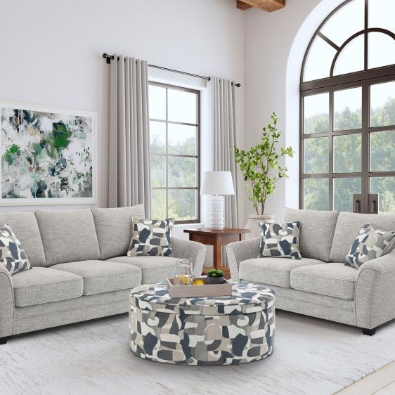 509671-S2 Tomkins 2-piece Boucle Upholstered Sofa Set Light Grey