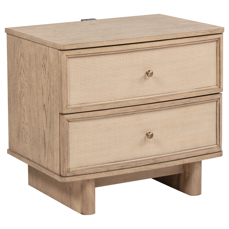 225042 Kailani 2-drawer Nightstand Bedside Table Beige Oak